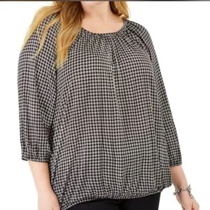 Michael Kors Black and White Checkered Women's Top